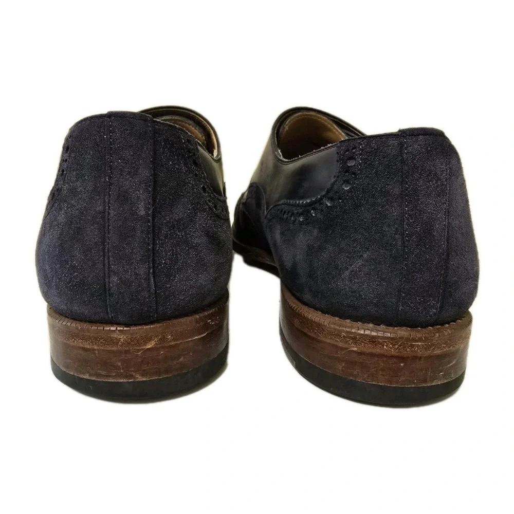 Magnanni Men's Size 10.5 Double Monk Strap Wingtip Shoes Dark Blue
